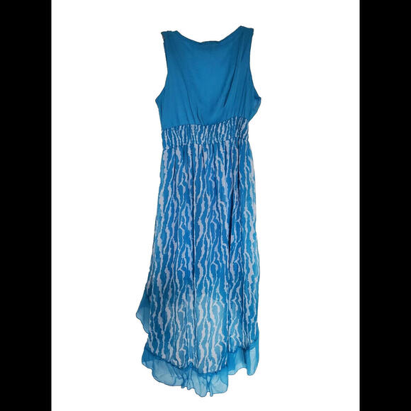 Jessica Taylor Maxi Summer Dress Sea Blue Long Back Short Front Large Rhinestone - Picture 2 of 7
